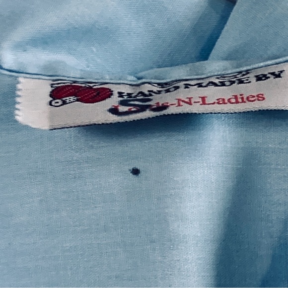 Light Blue Handmade Women's Sleeveless Renaissance Tunic V Neck Tie Up Loose - Picture 12 of 13